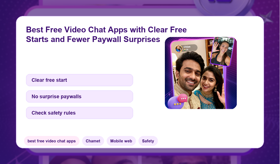 Best free video chat apps visual with Chamet mobile web assets.