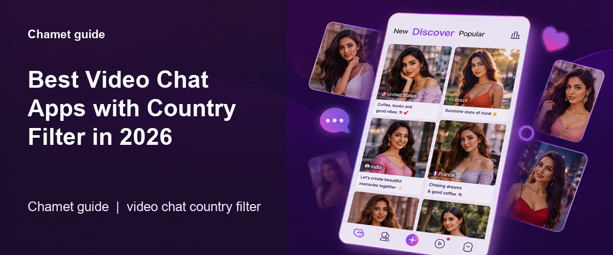 A branded hero image introducing Best Video Chat Apps with Country Filter in 2026 for mobile readers.