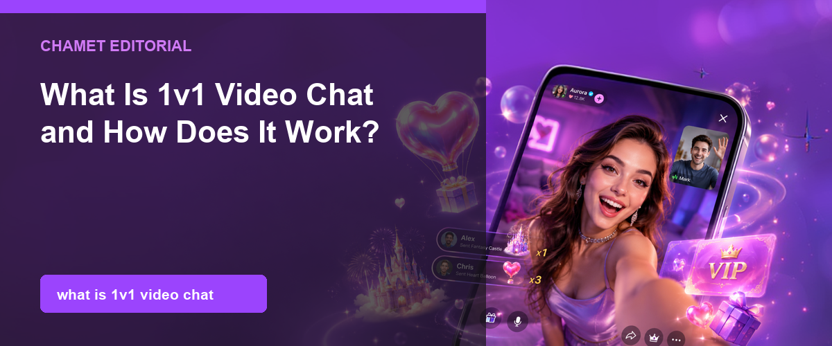 What Is 1v1 Video Chat? How Private Calls Work overview graphic.